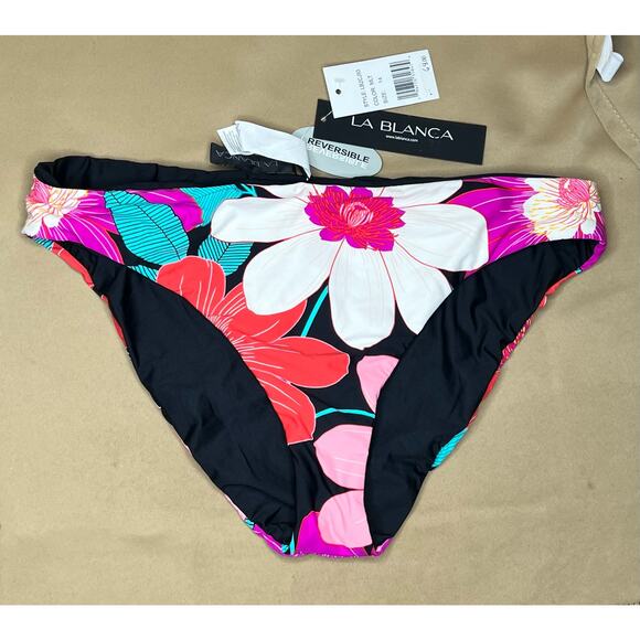 La Blanca In Full Bloom Reversible Hipster Bikini Bottom 14 NWT - Picture 5 of 6